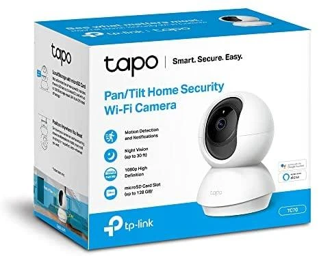 TP-LINK | Pakreipiama/sukama namų apsaugos Wi-Fi kamera | TC70 | PTZ | 2 MP | 4 mm / F2.4 | H.264 | Micro SD, maks. 128 GB
