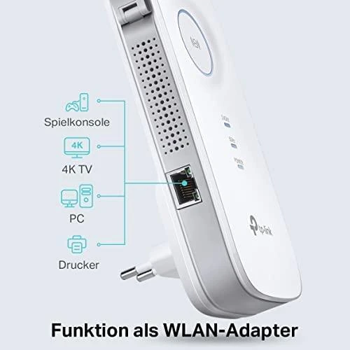 TP-LINK | AC1900 „Wi-Fi“ diapazono plėtiklis | RE550 | 802.11ac | 2GHz/5GHz | 600+1300 Mbit/s | 10/100/1000 Mbit/s | Ethernet LAN (RJ-45) jungtys: 1 | MU-MiMO: Ne | ne PoE | Antenos tipas: 3 išorinės