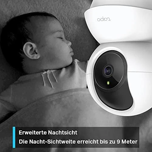 TP-LINK Pan/Tilt namų apsaugos WiFi kamera su dienos/nakties vaizdu, 1080p FHD, Micro SD kortelių talpa iki 128 GB, H.264 vaizdo įrašas, 360/114 žiūrėjimo kampas.