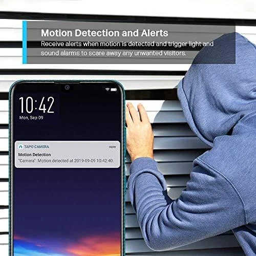 TP-LINK Pan/Tilt namų apsaugos WiFi kamera su dienos/nakties vaizdu, 1080p FHD, Micro SD kortelių talpa iki 128 GB, H.264 vaizdo įrašas, 360/114 žiūrėjimo kampas.