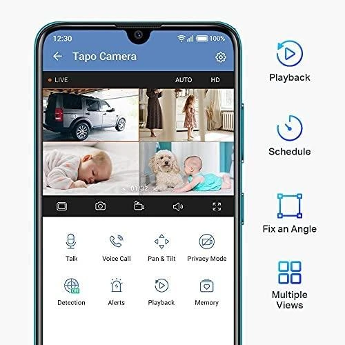 TP-LINK Pan/Tilt namų apsaugos WiFi kamera su dienos/nakties vaizdu, 1080p FHD, Micro SD kortelių talpa iki 128 GB, H.264 vaizdo įrašas, 360/114 žiūrėjimo kampas.