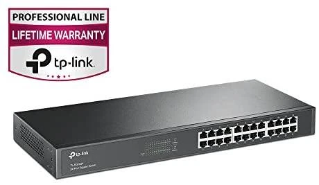 Šakotuvas TP-LINK 16 prievadų gigabito komutatorius, montuojamas į 19 colių stelažą