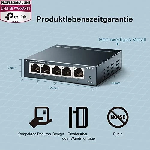 Šakotuvas Komutatorius TP-LINK, 5-port, metalinis korpusas, juodas / TL-SG105