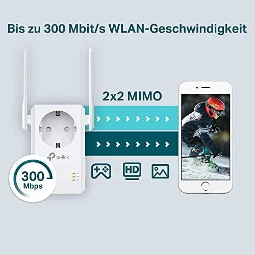 TP-LINK 300Mbps belaidis N sieninis diapazono ilgintuvas su pralaidumu „Atheros 2T2R 2.4GHz 802.11n/g/b“ įjungimu/išjungimu ir diapazono ilgintuvu