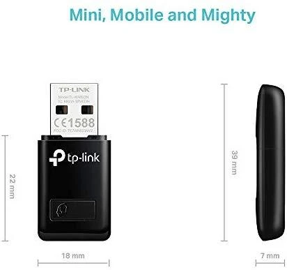 TP-LINK N300 WLAN Mini-USB adapteris, 2,4 GHz, 802.11b/g/n, QSS mygtukas, Autorun įrankis, palaiko Windows XP/Vista/7/8 ir MacOS