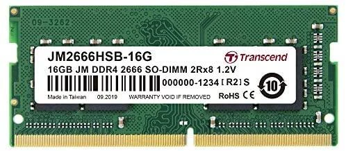 RAM TRANSCEND 16GB JM DDR4 2666Mhz SO-DIMM 2Rx8 1Gx8 CL19 1,2V