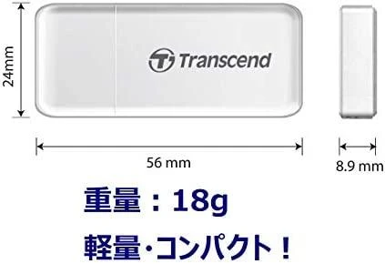 TRANSCEND USB3.0 SD/Micro SD kortelių skaitytuvas baltas