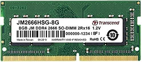 Nešiojamo kompiuterio atmintis TRANSCEND 8GB JM DDR4 2666 SO-DIMM 1Rx8 1Gx8 CL19 1,2V