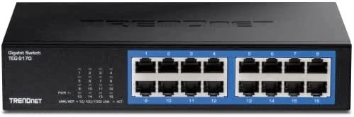 Šakotuvas TRENDNET 16 prievadų Gigabit Desktop Switch / w metalinis dėklas