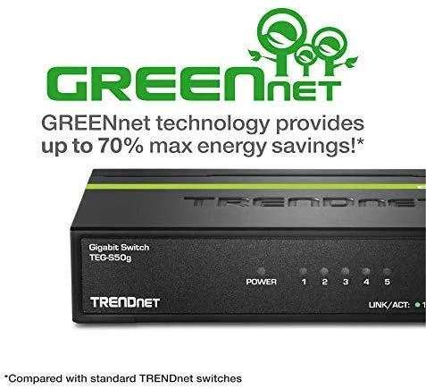 TRENDNET 5 prievadų Gigabit GREENnet jungiklis / metalinis dėklas