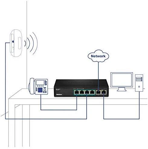 Šakotuvas Carruzzo Trendnet TPE-S50 tinklo komutatorius Ne-valdomas L2 Fast Ethernet (10/100) Maitinimas per Eternetą (PoE) Juoda