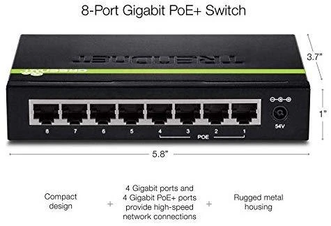 Šakotuvas TRENDnet Switch 8 Port Gbit PoE+ 61W Metall