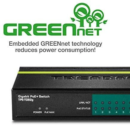 Šakotuvas TRENDnet Switch 8 Port Gbit PoE+ 61W Metall