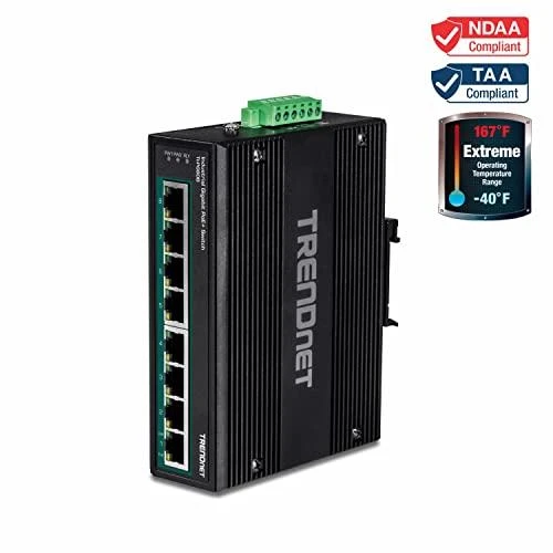 Šakotuvas TRENDnet Industrial Switch 8-Port Gbit PoE+ 24-56V DIN-Rail