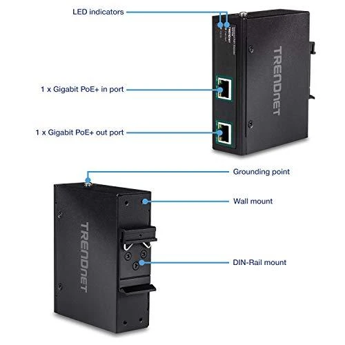 Šakotuvas TRENDnet Industrial Gbit PoE+ ilgintuvas 100m 802.3af/at