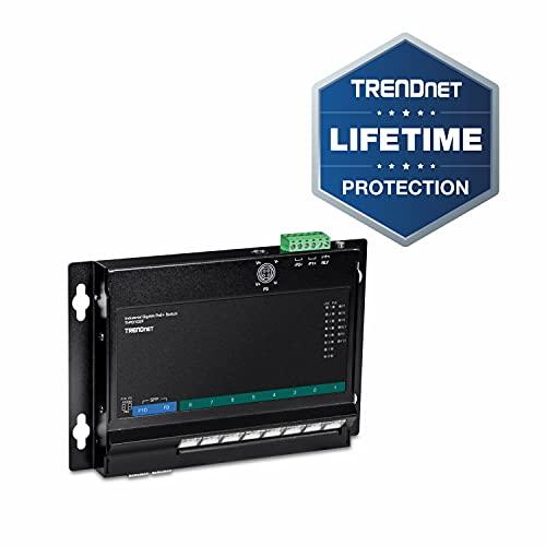 Šakotuvas TRENDnet 10 prievadų pramoninis Gigabit PoE+ WallMount priekinis Acc
