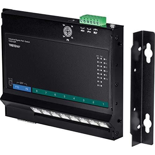Šakotuvas TRENDnet 10 prievadų pramoninis Gigabit PoE+ WallMount priekinis Acc