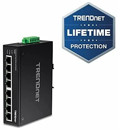 Šakotuvas TRENDnet pramoninis komutatorius, 8 prievadų greitas Ethernet L2, DIN bėgelis