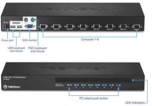 TRENDnet TK 803R 8 prievadų Kvm jungiklis – PS/2 PS/2