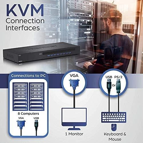 TRENDnet TK 803R 8 prievadų Kvm jungiklis – PS/2 PS/2