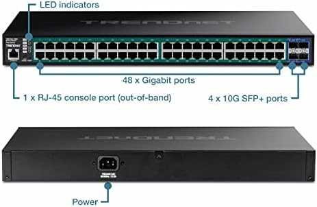 Šakotuvas TRENDnet TRENDnet TPE-3524S 52 prievadų PoE+ jungiklis, Gigabit Web Smart su 10G SFP+ prievadais