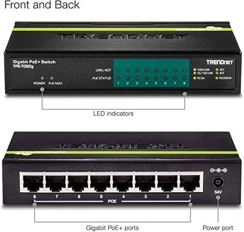 Šakotuvas TRENDnet Switch 8 Port Gbit PoE+ 61W Metall