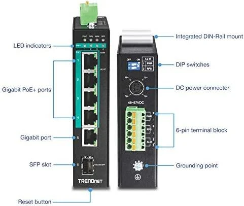 Šakotuvas Carruzzo Trendnet TI-PG541i Valdomas L2+ Gigabit Ethernet (10/100/1000) Maitinimas per Eternetą (PoE) Juoda