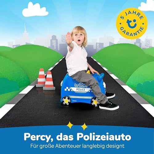 Vaikiškas lagaminas Trunki Percy Police Car, 18 l / 21x46x31 cm