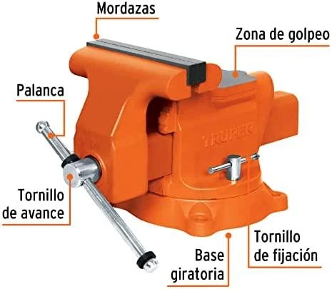 Šaltkalvio spaustuvai, HEAVY DUTY 200mm 30kg. 360° pasukamas. Truper®