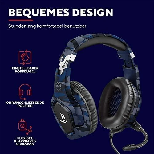 Žaidimų ausinės Trust GXT 488 Forze-B PS4 oficialus licencijuotas produktas, Mėlynos, 23532