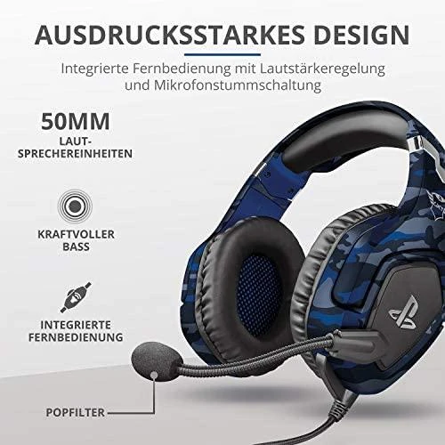 Žaidimų ausinės Trust GXT 488 Forze-B PS4 oficialus licencijuotas produktas, Mėlynos, 23532