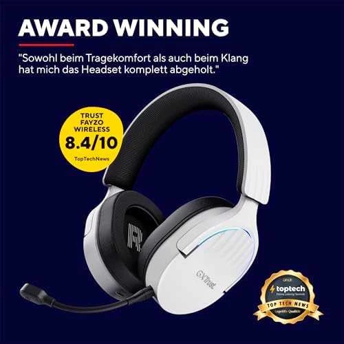 Trust GXT 491W FAYZO Ausinės su laidu & Belaidės su lankeliu ant galvos Gaming USB Type-C Bluetooth Juodas, Baltas