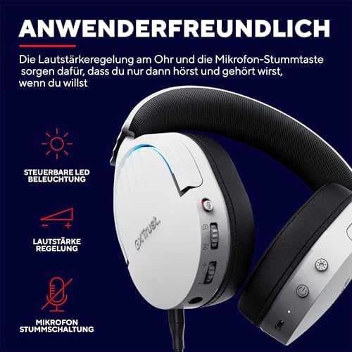 Trust GXT 491W FAYZO Ausinės su laidu & Belaidės su lankeliu ant galvos Gaming USB Type-C Bluetooth Juodas, Baltas
