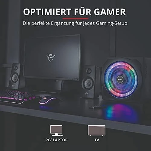 Kompiuterio kolonėlės Speaker Set Trust GXT 629 Tytan 2.1 RGB 22944 (2.1, juodos spalvos)