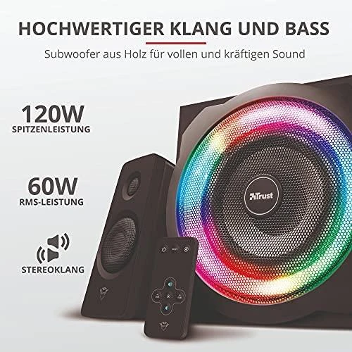 Kompiuterio kolonėlės Speaker Set Trust GXT 629 Tytan 2.1 RGB 22944 (2.1, juodos spalvos)