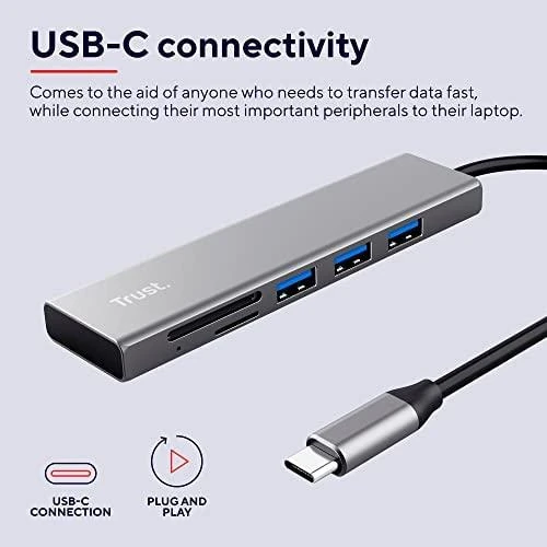 Trust Halyx USB-C šakotuvas su jungčių apžvalga
