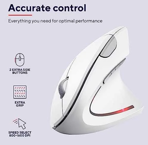 Trust Verto Vertical Ergonomic belaidė pelė baltas (25132)