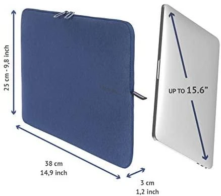 Tucano Melange Second Skin – Sleeve for MacBook Pro 16 / MacBook Pro 15 Retina / MacBook Pro 15 / Ultrabook 15 / Notebook 15.6 Mėlyna