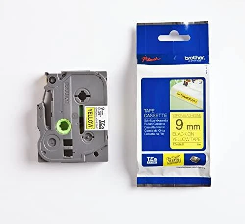 Brother | TZe-S621 Strong Adhesive Laminated Tape | Juodas on Geltona | TZe | 8 m | 9 cm