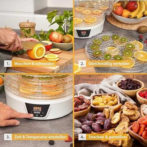 FIRSTAUSTRIA TZS First Austria Food DehydratOr, 380W Max, 5 Round Layer, Digital Timer+Temp FA-5126-8