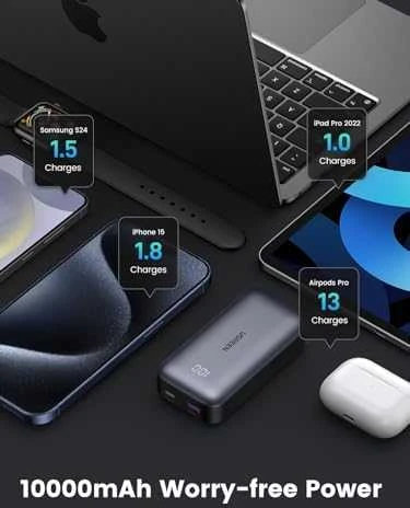 Powerbank 10000mAh 30W PD USB + USB-C UGREEN Nexode PB502 juodos spalvos