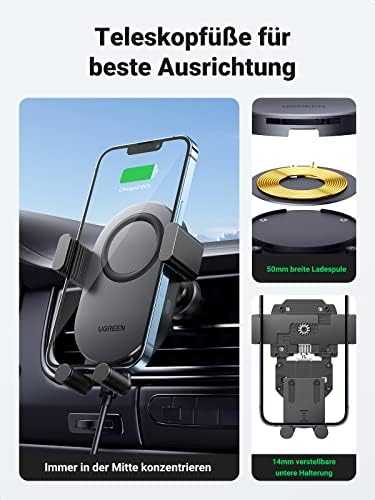 Automobilinis laikiklis-įkroviklis Ugreen CD256 15W juodas