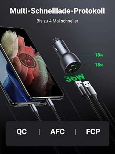 Automobilinis įkroviklis Ugreen CD213,  2 x USB-A, 36W