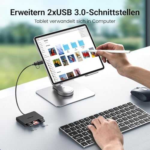 Ugreen Atminties kortelių Micro SD, SD skaitytuvas USB 3.0/USB-C OTG su 2xUSB-A prievadais