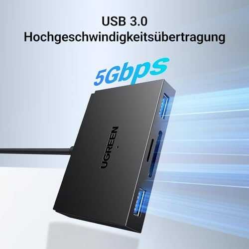 Ugreen Atminties kortelių Micro SD, SD skaitytuvas USB 3.0/USB-C OTG su 2xUSB-A prievadais