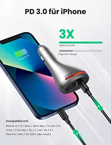 Automobilinis telefonų kroviklis UGREEN CD204, USB, USB-C, 84 W