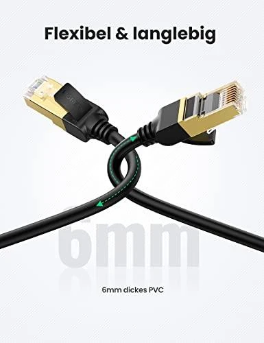 UGREEN NW107 Ethernet RJ45 apvalus tinklo kabelis Cat.7 STP 5m - Juodas