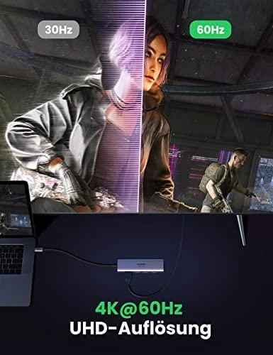 UGREEN CM511 5-in-1 adapteris šakotuvas USB-C – 3x USB3.0 HDMI TF/SD