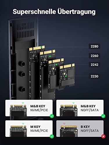 UGREEN CM400 M.2 SSD namas, NVMe, SATA, 10 Gbps, USB-C (šürke)