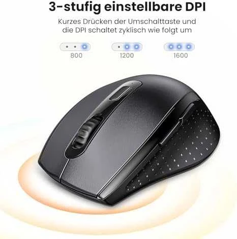 Ugreen Belaidė kompiuterinė pelė 2.4GHz, juoda